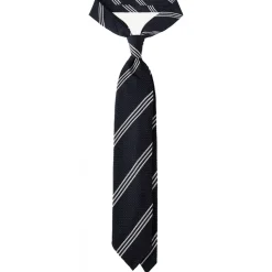 Viola Milano - Multi Stripe 3-Fold Grenadine Tie - Navy/White - Handmade in Italy - Luxury Exclusive Collection - Avvenice
