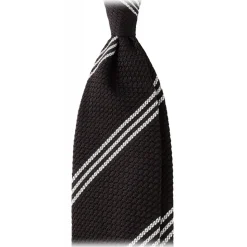 Viola Milano - Multi Stripe 3-Fold Grenadine Tie - Brown/White - Handmade in Italy - Luxury Exclusive Collection - Avvenice