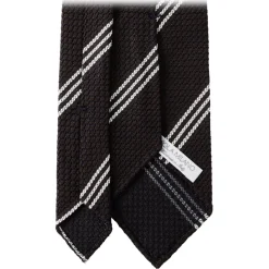 Viola Milano - Multi Stripe 3-Fold Grenadine Tie - Brown/White - Handmade in Italy - Luxury Exclusive Collection - Avvenice