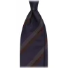 Viola Milano - Multi Stripe Handrolled Woven Silk Tie - Navy/Brown Mix - Handmade in Italy - Luxury Exclusive Collection - Avvenice