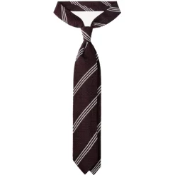 Viola Milano - Multi Stripe 3-Fold Grenadine Tie - Burgundy/White - Handmade in Italy - Luxury Exclusive Collection - Avvenice