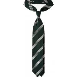 Viola Milano - Multi Stripe Handrolled Woven Shantung Tie - Forest/White - Handmade in Italy - Luxury Exclusive Collection - Avvenice