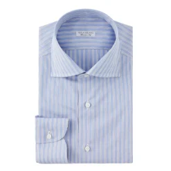 Viola Milano - Multi Stripe Slim-Fit Shirt - Light Blue Mix - Handmade in Italy - Luxury Exclusive Collection - Avvenice