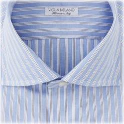 Viola Milano - Multi Stripe Slim-Fit Shirt - Light Blue Mix - Handmade in Italy - Luxury Exclusive Collection - Avvenice