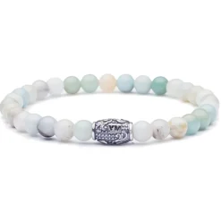 Viola Milano - Natural 6 mm Gemstone Bracelet - Amazonite - Handmade in Italy - Luxury Exclusive Collection - Avvenice