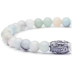 Viola Milano - Natural 6 mm Gemstone Bracelet - Amazonite - Handmade in Italy - Luxury Exclusive Collection - Avvenice
