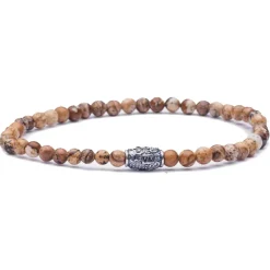 Viola Milano - Natural 4 mm Gemstone Bracelet - Fossil Wood - Handmade in Italy - Luxury Exclusive Collection - Avvenice