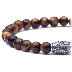 Viola Milano - Natural 6 mm Gemstone Bracelet - Tiger Eye - Handmade in Italy - Luxury Exclusive Collection - Avvenice