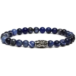 Viola Milano - Natural 6 mm Gemstone Bracelet - Blue Sky - Handmade in Italy - Luxury Exclusive Collection - Avvenice