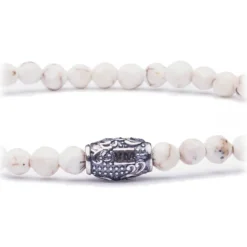 Viola Milano - Natural 4 mm Gemstone Bracelet - White Turquoise - Handmade in Italy - Luxury Exclusive Collection - Avvenice