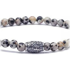 Viola Milano - Natural 4 mm Gemstone Bracelet - White Jaguar - Handmade in Italy - Luxury Exclusive Collection - Avvenice