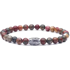 Viola Milano - Natural 6 mm Gemstone Bracelet - Autumn Jasper - Handmade in Italy - Luxury Exclusive Collection - Avvenice
