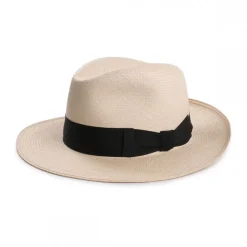 Viola Milano - Natural Panama Hat - Black - Handmade in Italy - Luxury Exclusive Collection - Avvenice