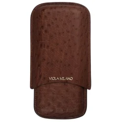 Viola Milano - Ostrich Cigar Case - Chocolate - Handmade in Italy - Luxury Exclusive Collection - Avvenice