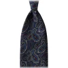 Viola Milano - Paisley Pattern 3-Fold Handprinted Untipped Silk Tie - Navy - Handmade in Italy - Luxury Exclusive Collection - Avvenice
