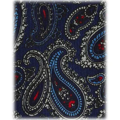 Viola Milano - Paisley Pattern 3-Fold Handprinted Untipped Silk Tie - Navy - Handmade in Italy - Luxury Exclusive Collection - Avvenice
