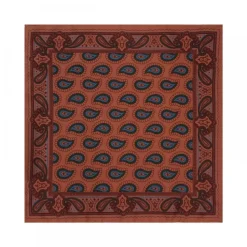 Viola Milano - Paisley Pattern Silk Pocket Square - Orange Mix - Handmade in Italy - Luxury Exclusive Collection - Avvenice