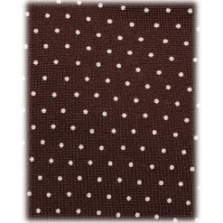 Viola Milano - Pin Dot Selftipped Silk Tie - Brown/White - Handmade in Italy - Luxury Exclusive Collection - Avvenice