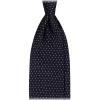 Viola Milano - Pin Dot Selftipped Silk Tie - Navy/White - Handmade in Italy - Luxury Exclusive Collection - Avvenice