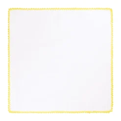 Viola Milano - Pocket Square with Handmade Crochet Edges - Yellow - Handmade in Italy - Luxury Exclusive Collection - Avvenice