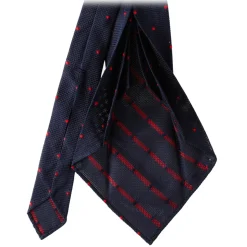 Viola Milano - Polka Dot Grenadine 7-Fold Unlined Tie - Navy/Red - Handmade in Italy - Luxury Exclusive Collection - Avvenice