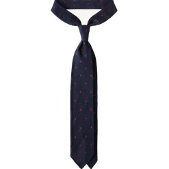 Viola Milano - Polka Dot Grenadine 7-Fold Unlined Tie - Navy/Red - Handmade in Italy - Luxury Exclusive Collection - Avvenice