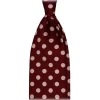 Viola Milano - Polka Dot Handprinted Selftipped Silk Tie - Wine/White - Handmade in Italy - Luxury Exclusive Collection - Avvenice