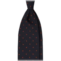Viola Milano - Polka Dot Handrolled Woven Grenadine/Shantung Tie - Navy/Red - Handmade in Italy - Luxury Exclusive Collection - Avvenice