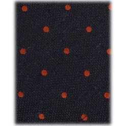 Viola Milano - Polka Dot Handrolled Woven Grenadine/Shantung Tie - Navy/Red - Handmade in Italy - Luxury Exclusive Collection - Avvenice