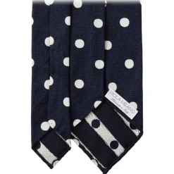 Viola Milano - Polka Dot Handrolled Woven Silk Jacquard Tie - Navy/White - Handmade in Italy - Luxury Exclusive Collection - Avvenice