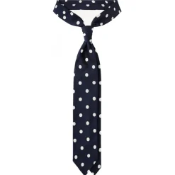Viola Milano - Polka Dot Handrolled Woven Silk Jacquard Tie - Navy/White - Handmade in Italy - Luxury Exclusive Collection - Avvenice