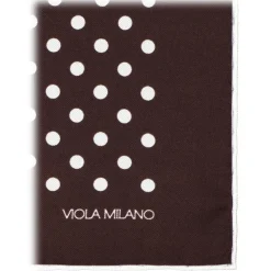 Viola Milano - Polka Dot Silk Pocket Square - Brown/White - Handmade in Italy - Luxury Exclusive Collection - Avvenice