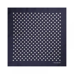 Viola Milano - Polka Dot Silk Pocket Square - Navy and White - Handmade in Italy - Luxury Exclusive Collection - Avvenice