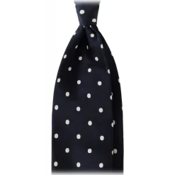 Viola Milano - Polka Dot Selftipped Woven Silk Jacquard Tie - Navy/White - Handmade in Italy - Luxury Exclusive Collection - Avvenice