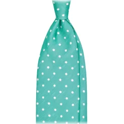 Viola Milano - Polka Dot Untipped Linen Tie - Mint - Handmade in Italy - Luxury Exclusive Collection - Avvenice