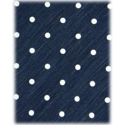 Viola Milano - Polka Dot Untipped Linen Tie - Navy/White - Handmade in Italy - Luxury Exclusive Collection - Avvenice