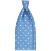 Viola Milano - Polka Dot Untipped Linen Tie - Light Blue - Handmade in Italy - Luxury Exclusive Collection - Avvenice