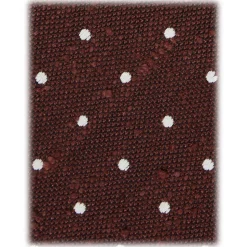 Viola Milano - Polka Dot Woven Grenadine/Shantung Tie - Burgundy/White - Handmade in Italy - Luxury Exclusive Collection - Avvenice