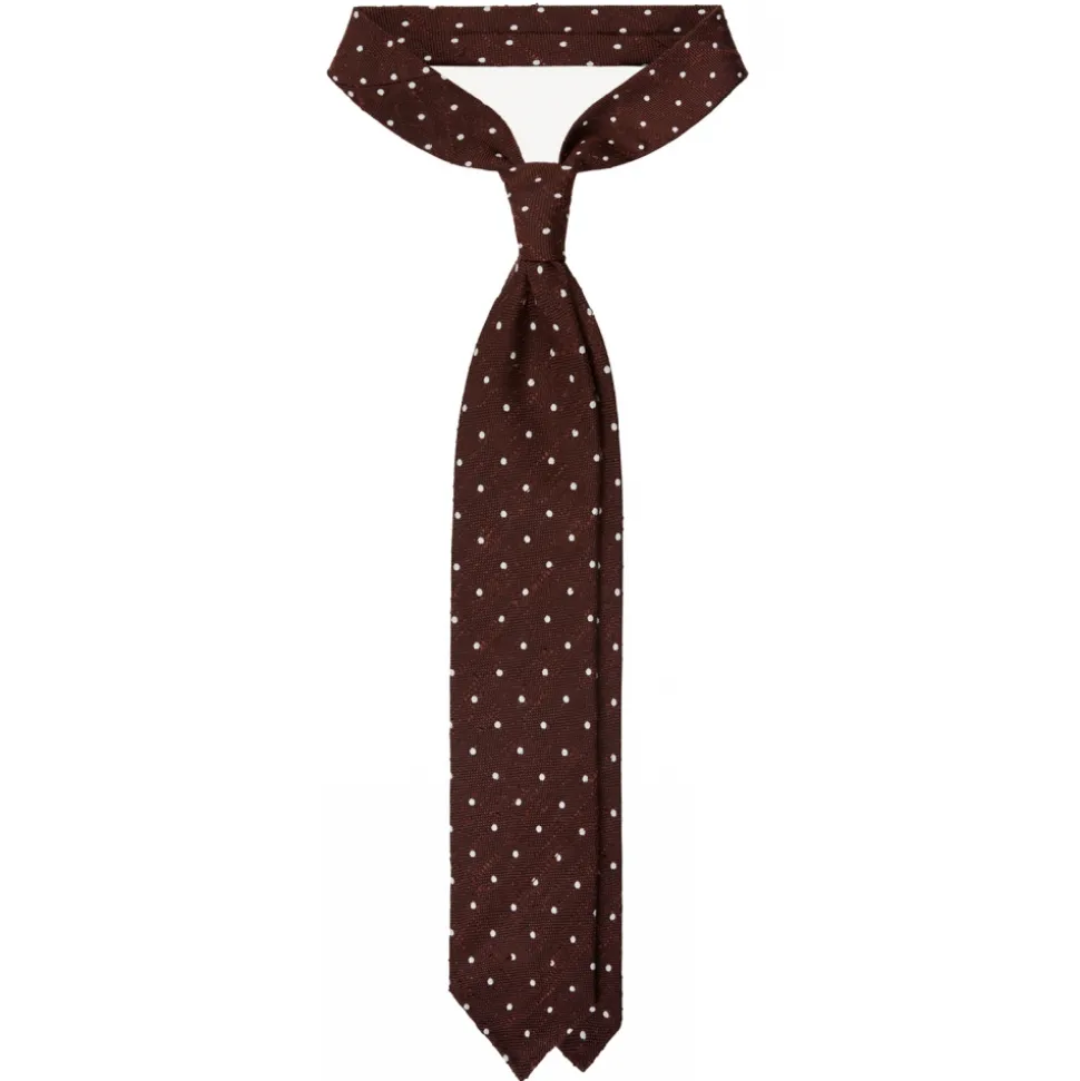 Viola Milano - Polka Dot Woven Grenadine/Shantung Tie - Burgundy/White - Handmade in Italy - Luxury Exclusive Collection - Avvenice