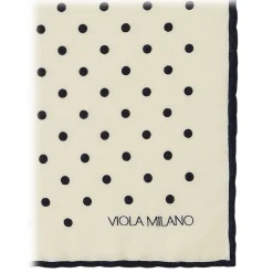 Viola Milano - Polka Dot Wool Lana Pocket Square - White/Navy - Handmade in Italy - Luxury Exclusive Collection - Avvenice