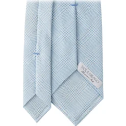 Viola Milano - Prince of Wales Selftipped Italian Silk Tie - Light Blue - Handmade in Italy - Luxury Exclusive Collection - Avvenice