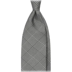 Viola Milano - Prince of Wales Selftipped Italian Silk Tie - Black - Handmade in Italy - Luxury Exclusive Collection - Avvenice