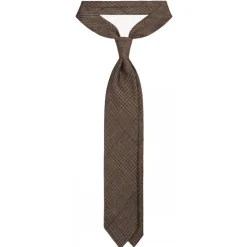 Viola Milano - Prince of Wales Untipped Linen Tie - Beige/Green - Handmade in Italy - Luxury Exclusive Collection - Avvenice