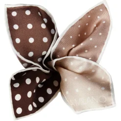 Viola Milano - Printed Polka Dot Silk Pocket Square - Brown Shades - Handmade in Italy - Luxury Exclusive Collection - Avvenice