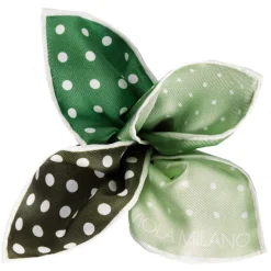 Viola Milano - Printed Polka Dot Silk Pocket Square - Green Shades - Handmade in Italy - Luxury Exclusive Collection - Avvenice