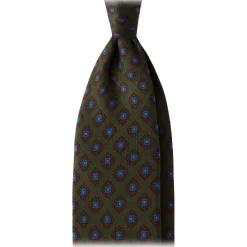 Viola Milano - Rosette Pattern Selftipped Silk Tie - Forest - Handmade in Italy - Luxury Exclusive Collection - Avvenice
