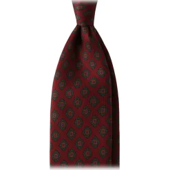 Viola Milano - Rosette Pattern Selftipped Silk Tie - Wine - Handmade in Italy - Luxury Exclusive Collection - Avvenice