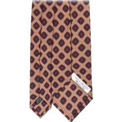 Viola Milano - Rosette Pattern Selftipped Silk Tie - Sand - Handmade in Italy - Luxury Exclusive Collection - Avvenice