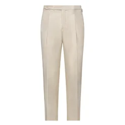 Viola Milano - Sartorial Cotton Pants with Side Adjusters - Ivory - Handmade in Italy - Luxury Exclusive Collection - Avvenice