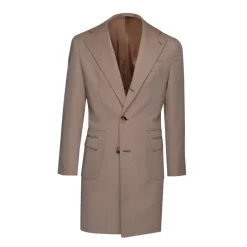 Viola Milano - Sartorial Covert Fabric Overcoat - Beige - Handmade in Italy - Luxury Exclusive Collection - Avvenice